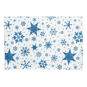 Blue Snowflake Pattern Pillowcase