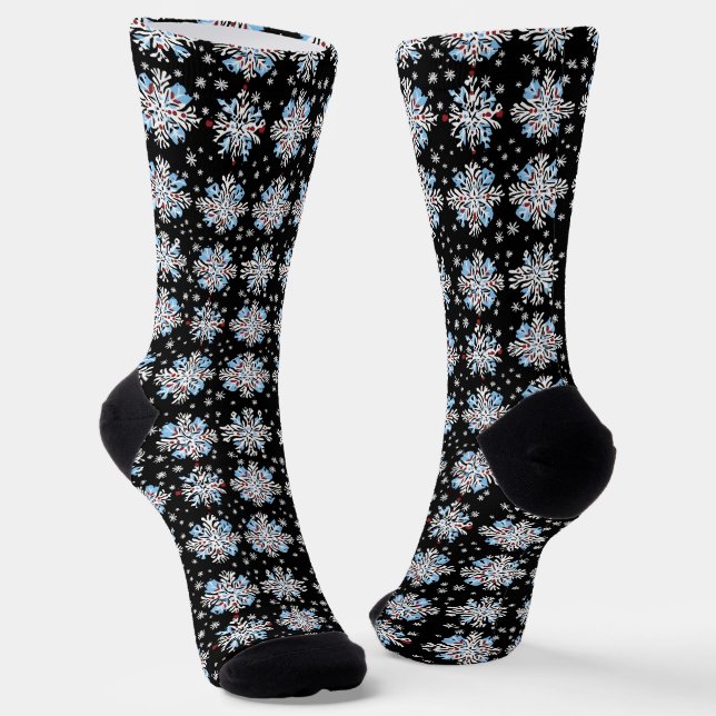 Blue Snowflake Pattern Socks (Angled)