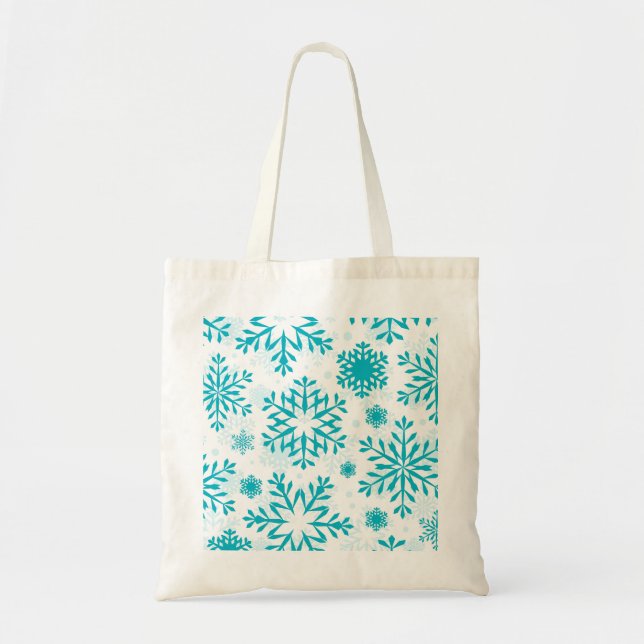 Blue Snowflake Pattern Tote Bag (Front)