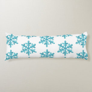 Blue Snowflake Pattern Winter Christmas Modern Body Cushion