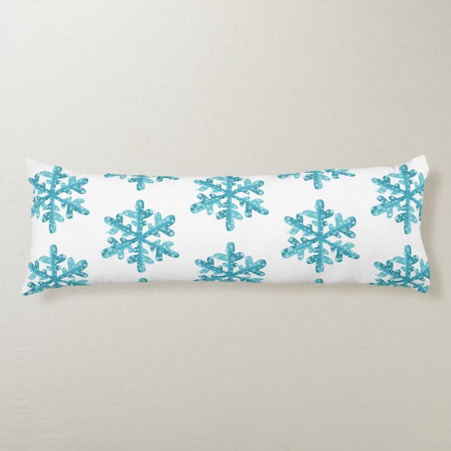 Blue Snowflake Pattern Winter Christmas Modern Body Cushion (Front)