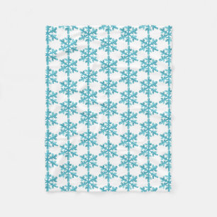 Blue Snowflake Pattern Winter Fleece Blanket