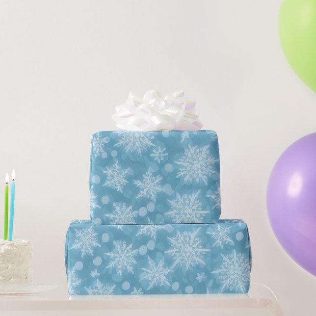 Blue Snowflake Pattern Wrapping Paper (Party Gifts)