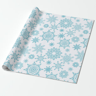 Blue Snowflake Pattern Wrapping Paper