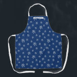 Blue Snowflake Personalised Apron<br><div class="desc">Winter snowflake pattern on dark blue background is perfect for holiday cooking and baking. 
Personalise it for your favourite chef and baker.</div>