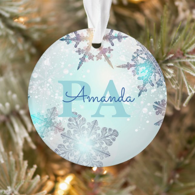 Blue Snowflake Personalized Name PA Ornament (Tree)