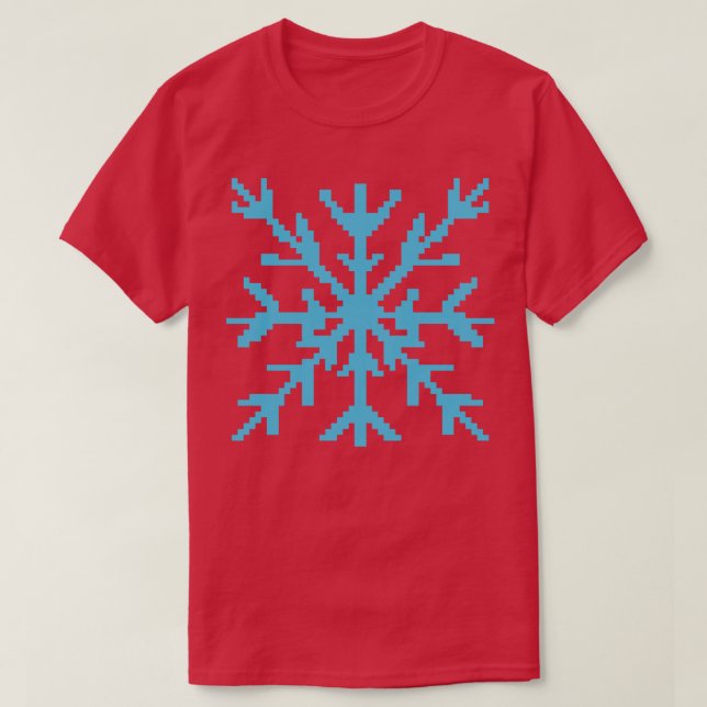 Blue snowflake pixel art T-Shirt (Design Front)