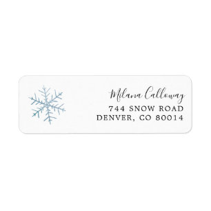 Blue Snowflake Return Address Label
