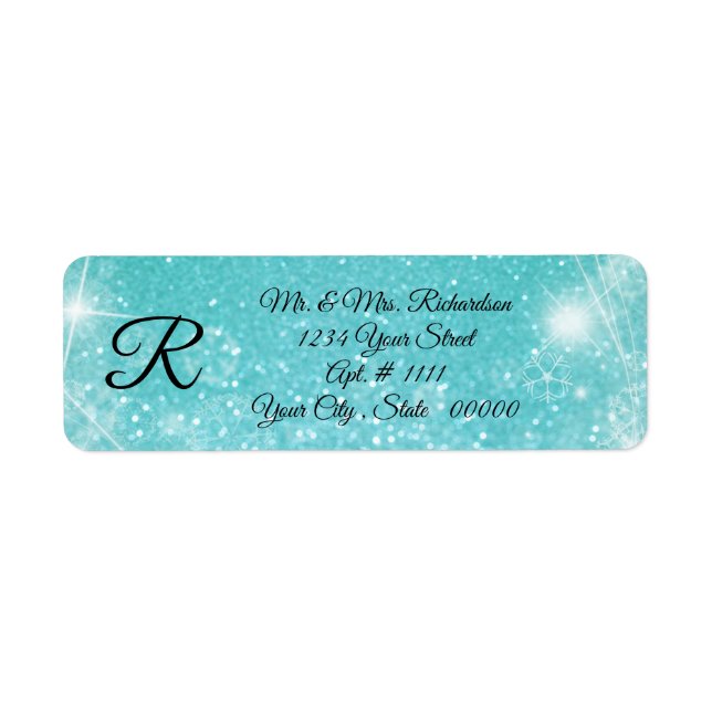 Blue Snowflake Return Address Labels (Front)