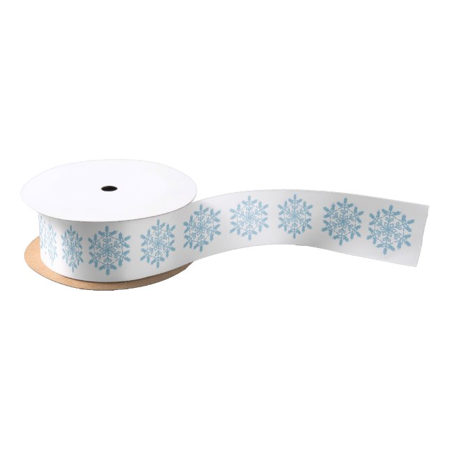 Blue Snowflake Ribbon Satin Ribbon (Spool)