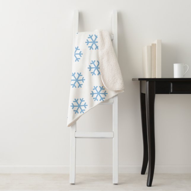 Blue Snowflake Sherpa Blanket (In Situ)