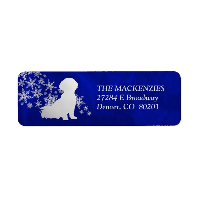 Blue Snowflake Shih Tzu Return Address (Front)