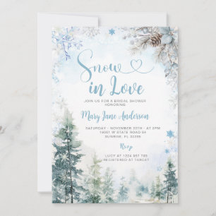 Blue Snowflake Snow in Love Winter Bridal Shower Invitation
