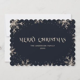 Blue Snowflake Snow Merry Christmas Card
