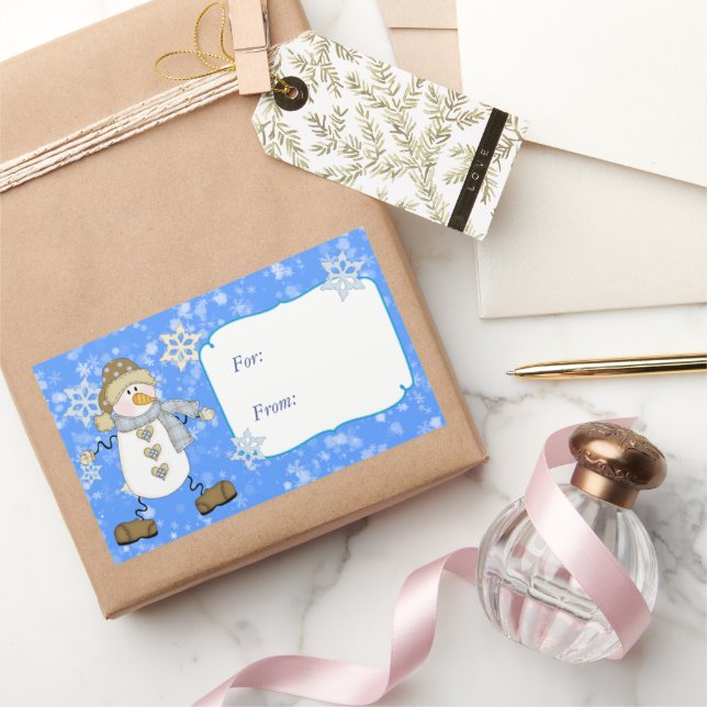 Blue Snowflake Snowman Christmas Gift Tag (Gifting)
