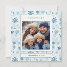 Blue Snowflake Square Watercolor Family Photo