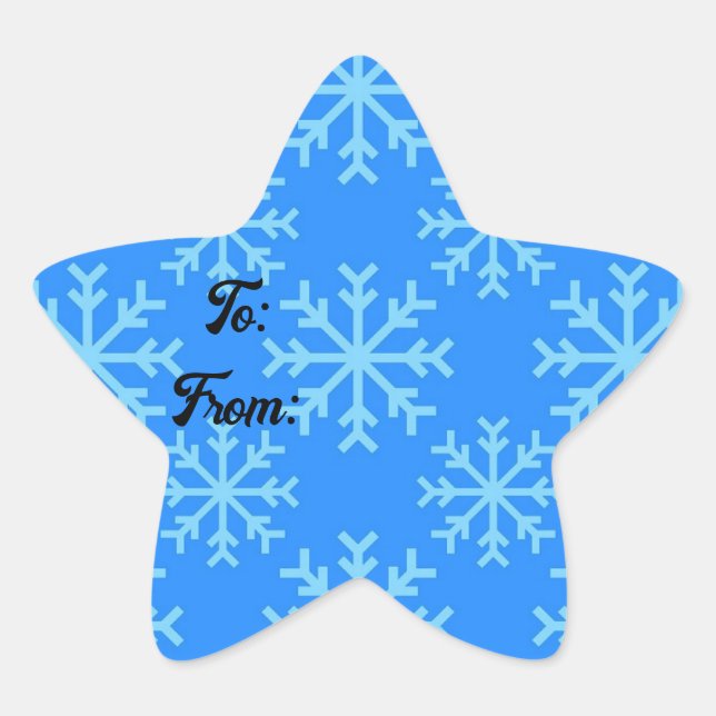 Blue Snowflake Star To And From Sticker (Front)