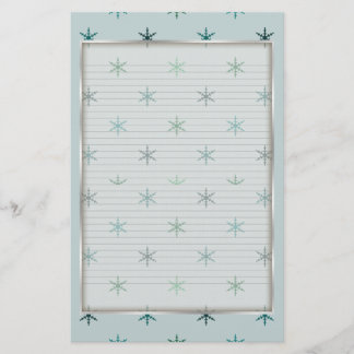 Blue Snowflake Stationery optional lines