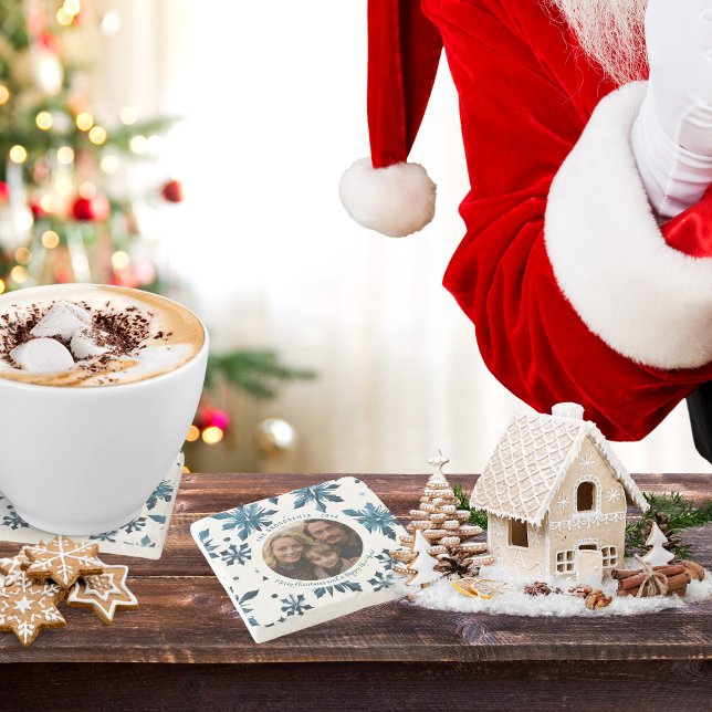 Blue Snowflake Stone Coaster (Don’t forget to tell Santa to use this coaster!)