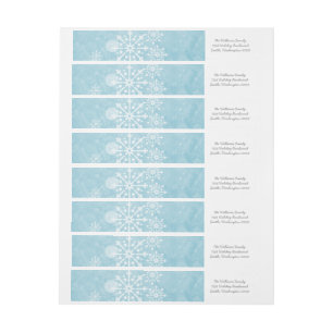 Blue Snowflake Swirls Holiday Address Labels