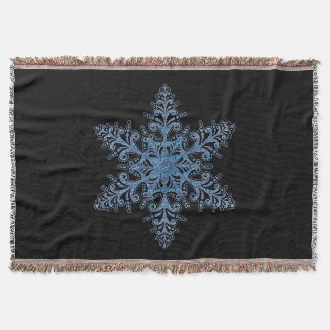 Blue Snowflake Throw Blanket (Front)