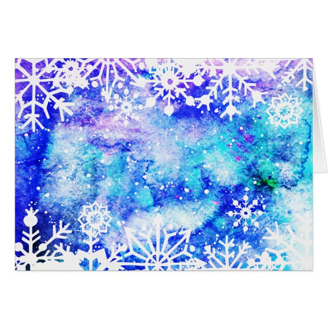 Blue Snowflake Watercolor (Front Horizontal)
