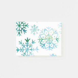 Blue Snowflake Watercolor Art Post-it Notes