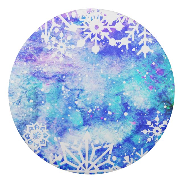 Blue Snowflake Watercolor Eraser (Front)
