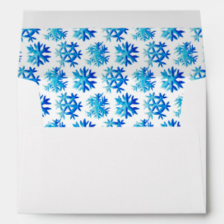 Blue Snowflake Watercolor Winter Art Envelope