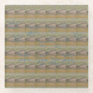 Blue snowflake waves on the Seashore Glass Coaster