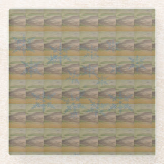 Blue snowflake waves on the Seashore Glass Coaster