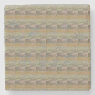 Blue snowflake waves on the Seashore Stone Coaster