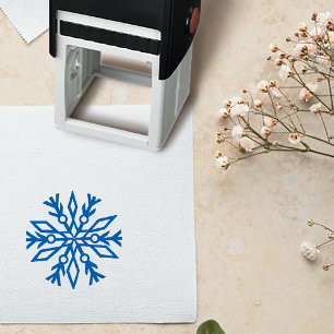 Blue snowflake Wedding Self-inking Stamp