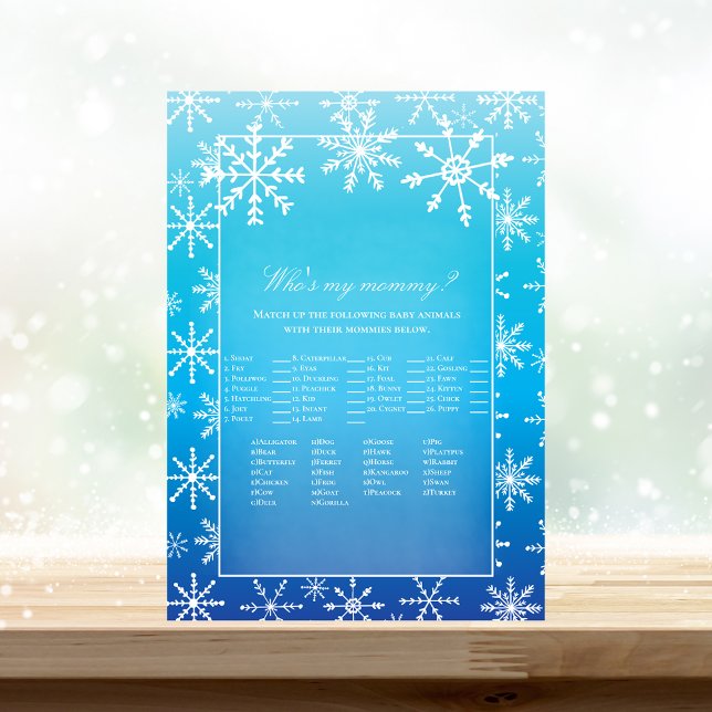 Blue Snowflake Who's My Mummy Baby Shower Game Invitation (Creator Uploaded)
