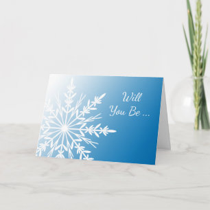 Blue Snowflake Will You Be My Bridesmaid Invitation