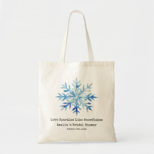 Blue Snowflake Winter Bridal Shower Favours Tote Bag