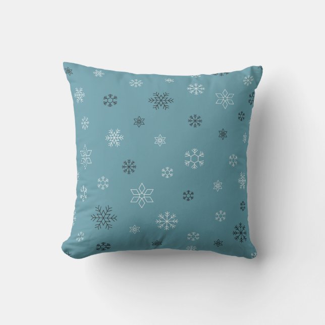 Blue Snowflake Winter Cushion (Front)