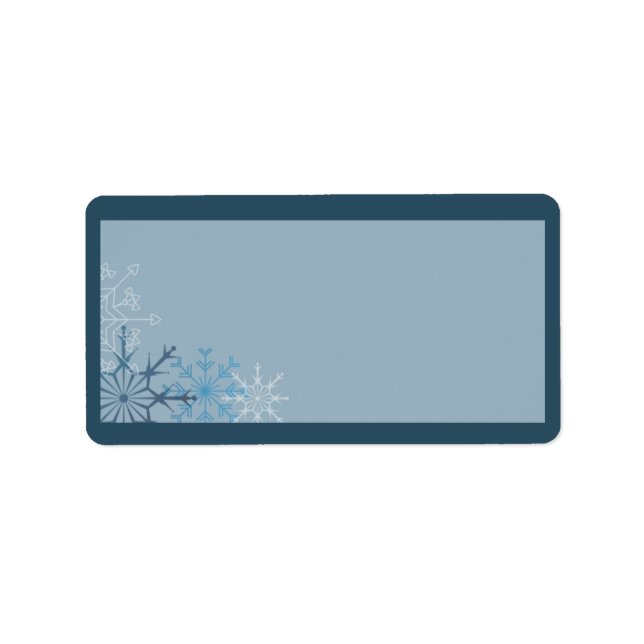 Blue Snowflake Winter Mailing Address Label (Front)
