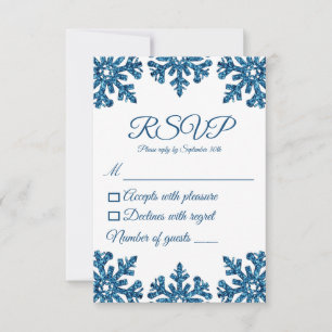 Blue Snowflake Winter RSVP Card