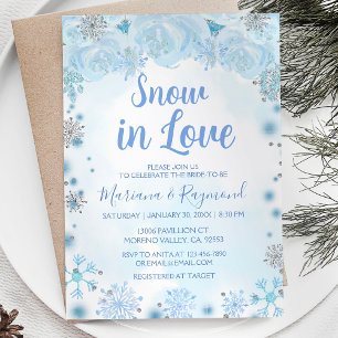 Blue Snowflake Winter Snow In Love Couples Shower Invitation