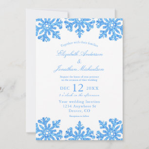 Blue Snowflake Winter Wedding Invitation