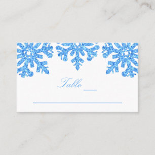 Blue Snowflake Winter Wedding Place Card