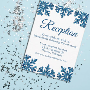 Blue Snowflake Winter Wedding Reception Enclosure Card