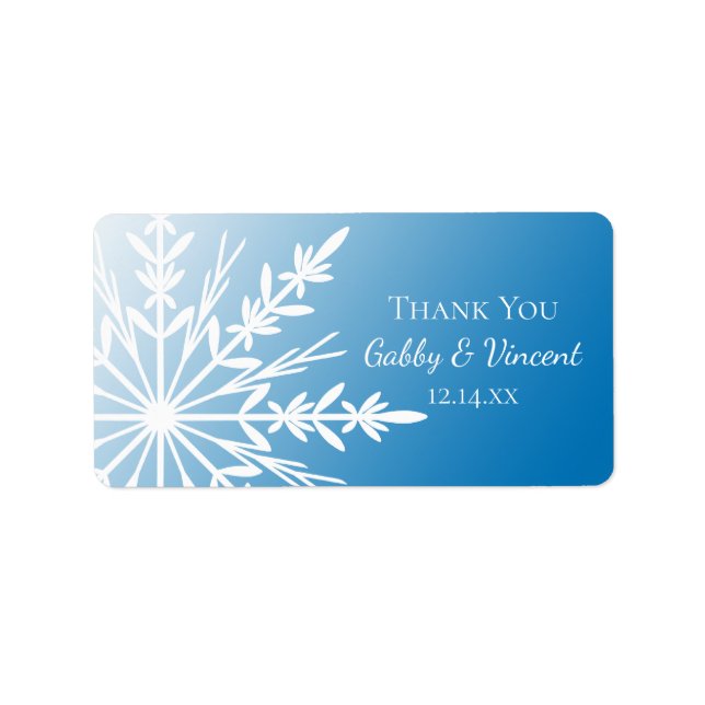Blue Snowflake Winter Wedding Thank You Favour Tag (Front)