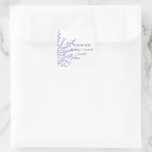 Blue Snowflake Winter Wedding Thank You Favour Tag (Bag)