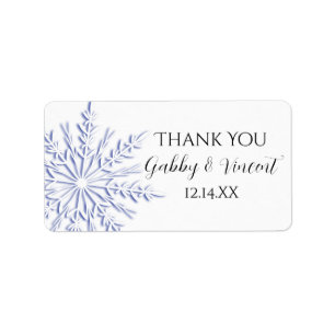 Blue Snowflake Winter Wedding Thank You Favour Tag