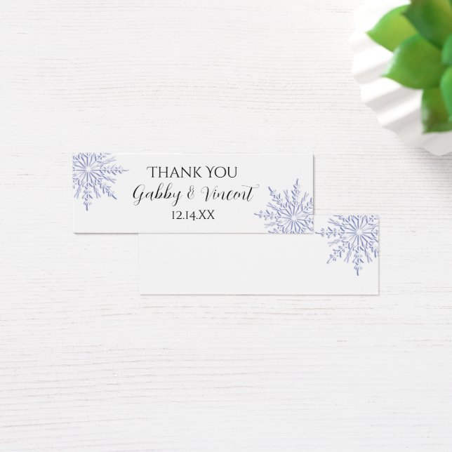 Blue Snowflake Winter Wedding Thank You Favour Tag (Desk)