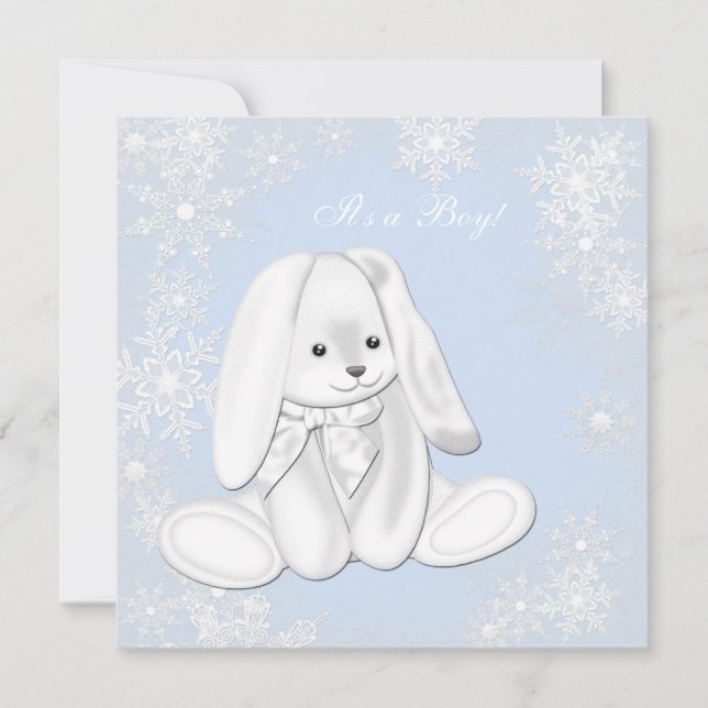 Blue Snowflake Winter Wonderland Baby Boy Shower Invitation (Front)