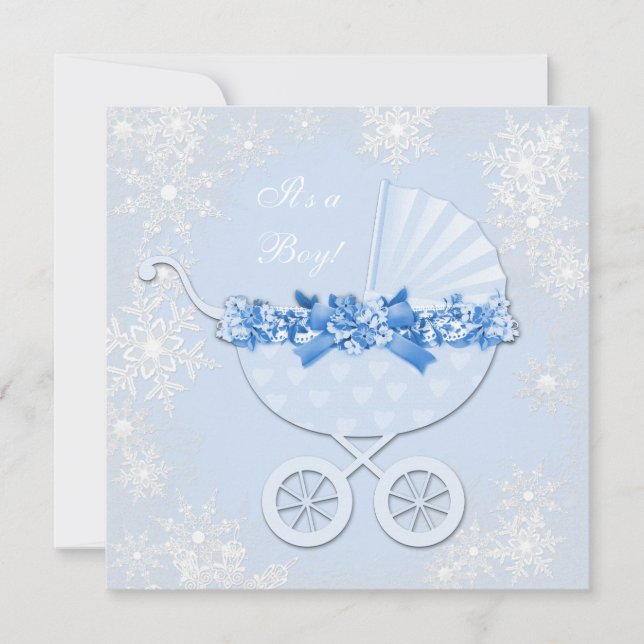 Blue Snowflake Winter Wonderland Baby Shower Invitation (Front)