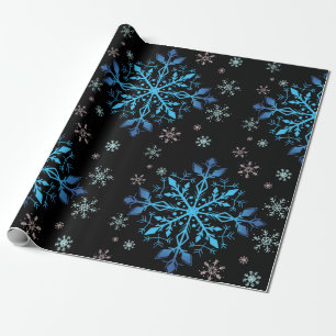 Blue Snowflake Winter Wrapping Paper